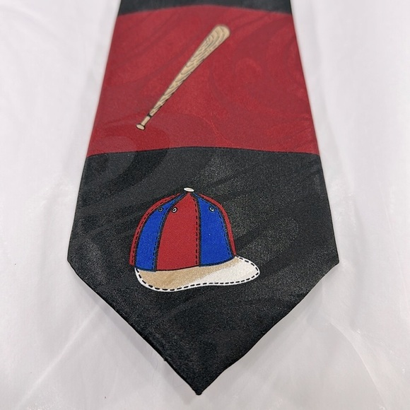 A. Rogers Designs - Red & Black Baseball Themed Mens Necktie ⭐️ NWT - Picture 3 of 7